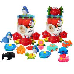 Set-of-40-Floating-Bath-Toys,-Squirter-Toys-for-Boys-and-Girls,-40-Different-Sea-Animals,-Vehicles-and-Shapes,-Squeeze-to-Spray!-Tons-of-Fun,-Great-for-Kids-andamp;-Toddlers-by-Dimple