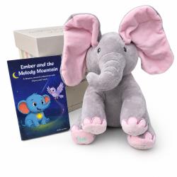 Dimple Kaia Interactive Singing Peek-A-Boo Elephant Plush Gift Set with Ember and the Melody Mountain Storybook