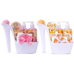 Draizee Spa Gift Basket for Women - Set of 2 Luxury Heel Shoe Spa Baskets 10 Pcs Rose, Citrus Scented Spa #1 Christmas Gift Set w Shower Gel, Bubble Bath, Body, Puff, Butter and Lotion