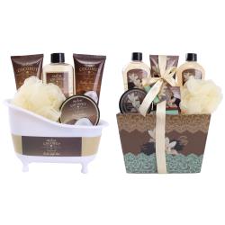 Draizee Spa Gift Basket for Women - Set of 2 Luxury Spa Baskets 10 Pcs Vanilla, Coconut Scented Spa #1 Christmas Gift Set w Shower Gel, Bubble Bath, Body, Puff, Butter and Lotion