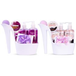 Draizee Spa Gift Basket for Women - Set of 2 Luxury Heel Shoe Spa Baskets 16 Pcs Jasmine, Lavender Scented Spa #1 Christmas Gift Set w Shower Gel, Bubble Bath, Body Butter, Body Lotion and More