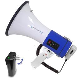 Technical Pro Rechargeable Portable 75-Watt Blue Megaphone Bullhorn Speaker w Siren and Detachable Microphone - Battery wBattery a Built-In AC Wall Charger, Good for Trainers, Coaches, Cheer Leaders