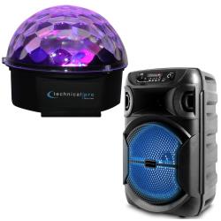 Rotating LED DJ Light, 6 Colors LED With 4 Selectable Color Patterns, for ClubParty Like Feel, Included Mounting Brackets and Power Cord8 Inch Portable 1000 watts Bluetooth Speaker with Woofer and Tweeter, Festival PA LED Speaker with BluetoothUSB C