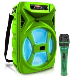 Professional Portable Microphone with Digital Processing, Steel Construction, Singing Machine, 10 Ft Cable Wired Mic Included, XLR to 14", Green Karaoke DJ Wired Microphone, Church

8 Inch Portable 500 Watts Bluetooth Speaker with Woofer and Tweeter, F