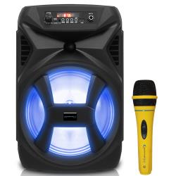 Professional Portable Microphone with Digital Processing, Steel Construction, Singing Machine, Wired Mic Included, XLR to 14", Yellow Karaoke DJ Wired Microphone, Christmas, Birthday, Home Party

8 Inch Portable 500 Watts Bluetooth Speaker with Woofer anda