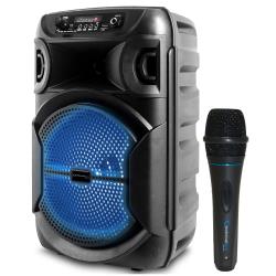 Technical Pro 8 Inch Portable 500 Watts Bluetooth Speaker wWoofer and Tweeter and Portable Microphone wDigital Processing, XLR to 14" for Karaoke (Black)