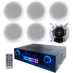 Home Theater System Kit - 2000 Watts Amplifier with 6 QTY 65" 200 Watts in-Wall in-Ceiling Speakers Perfect for Home, Office, Living Room with Remote Control by Technical Pro