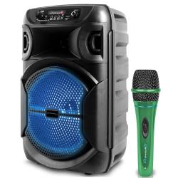 Professional Portable Microphone with Digital Processing, Steel Construction, Singing Machine, 10 Ft Cable Wired Mic Included, XLR to 14, Green Karaoke DJ Wired Microphone, Church 8 Inch Portable 1000 watts Bluetooth Speaker with Woofer and Tweeter,