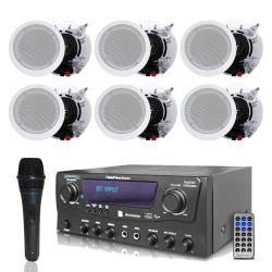 Technical-Pro-1000-Watts-Professional-Bluetooth-Receiver-with-USB-and-SD-Card-Inputs-Portable-Microphone-with-Digital-Processing-and-(Qty-6)-525”-Ceiling-Wall-Mount-Frame-less-Speakers