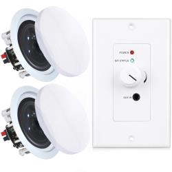Vaiyer Pair of 8-inch 4-8 ohms 300W In-WallIn-Ceiling 2-Way Speakers with 250W Peak Bluetooth 50 aptX Wall Plate Class-D Amplifier, AUX Input, 24V Adapter