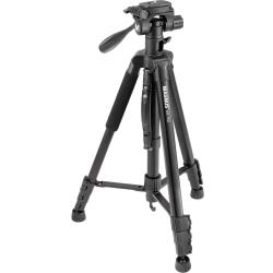 Magnus 70 inch Lateral Aluminum Tripod with Detachable 62in Monopod, 3-Way Pan-Tilt Head, 10 lb Load, Quick Release Plate, 90° Center Column, Carrying Case, Black