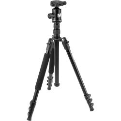 Magnus 77in Aluminum Travel Tripod with Arca-Type Ball Head, 176 lb Load Capacity, 4-Section Flip-Lock Legs, Reversible Center Column, Monopod Conversion, Quick Release Plate and Carrying Case