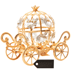 24K Gold Plated Crystal Studded Small Cinderella Pumpkin Coach Ornament by Matashi