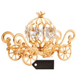 24K Gold Plated Crystal Studded Mini Cinderella Pumpkin Coach Ornament by Matashi