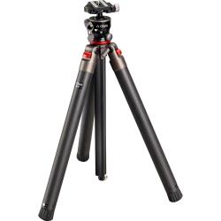 Oben Compact Carbon Fiber Travel Tripod with 20 lb Load Capacity, 62 in Max Height, 173 in Folded Length, 5-Section Twist-Lock Legs and Arca-Type Quick Release Ball Head