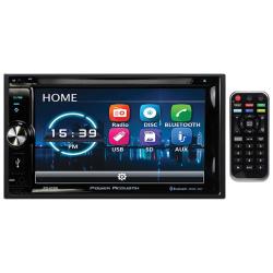 Power Acoustik 62" Double Din Receiver with Bluetooth and Detachable Faceplate wPadded Carry Case