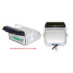 Universal Marine Stereo Housing wFull Chassis Wired Casing (White)