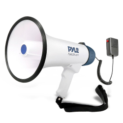 Bullhorn Megaphone, Built-in Rechargeable Battery, 10 Second Memory Record, Detachable Microphone, Siren Alarm