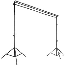 Raya Triple Crossbar Background Support System – Adjustable Height 92ft, Holds 3 Seamless Paper Rolls, 98ft Wide Backdrops, Air-Cushioned Stands, Photography Studio Kit with Carrying Case – Ideal for Wedding, Birthday, and Party Decorations