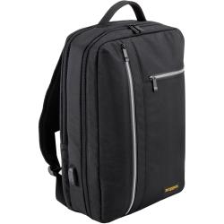Ruggard 17-Inch Slim Laptop Backpack, Black Water-Resistant Nylon Travel and Commuter Bag with USB Passthrough, Clothing Compartment, 180° Opening, Trolley Strap and Accessory Pockets