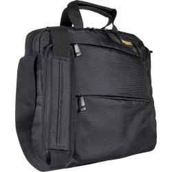 Ruggard 13-14 Inch Slim Laptop Briefcase, Black Weather-Resistant Nylon Computer Carrying Case with Padded Compartment, 2 Front Pockets, Shoulder Strap, Handles and Trolley Sleeve