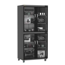 Ruggard 850L Dual-Zone Electronic Dry Cabinet with Touchscreen LCD, 35-60% RH Control, 4 PIN Locks, LED Lighting, Steel Shelves, Glass Doors and Locking Casters for Cameras, Lenses and Optics