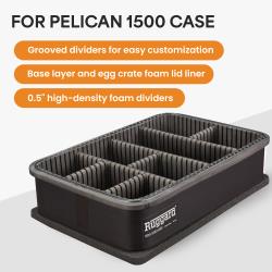 Ruggard Adjustable Hard Divider Insert for Pelican 1500 Case, Customizable Foam Dividers, Shockproof PVC Construction, Includes Base and Lid Foam Liners for DSLR Cameras and Lenses