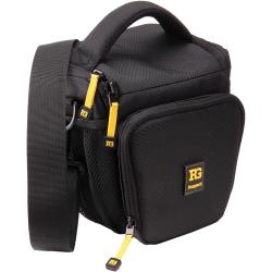 Ruggard DSLR Holster Camera Bag for Semi-Pro DSLR with Attached Lens, Padded Water-Repellent Nylon, Quick-Access Top, Organizer Pockets, Shoulder Strap, Carry Handle and Belt Loop, Black