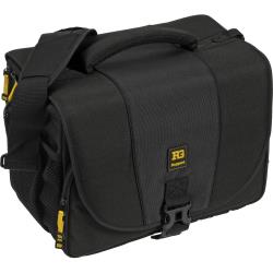 Ruggard DSLR Shoulder Camera Bag for Large Cameras with Grip, 13-Inch Laptop Sleeve, Water-Repellent Nylon, Adjustable Dividers, Rain Cover, Padded Strap, Trolley Sleeve, Black
