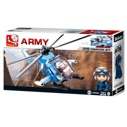 Sluban Kids Army Helicopter Fighter Jet Building Blocks 101 Pcs set Building Toy Army Helicopter SLU08617