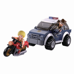 Sluban Kids Police Jeep K9 Unit with Motorcycle Building Blocks 106 Pcs set Building Toy Police Vehicle SLU08627