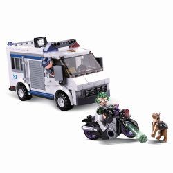 Sluban Kids  Police Prisoner Transporter  K9 Unit with Motorcycle Building Blocks 117 Pcs set Building Toy Police Vehicle SLU08628