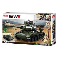 Sluban Kids Army Tank Building Blocks WWII Series Building Toy 2 in 1 Tank 687 Pc Set SLU08644