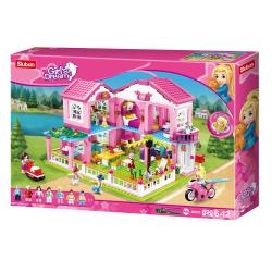 Sluban Kids Girls Dream Villa 896 Pc Building Blocks for Kids, Colorful 3D Stackable Toys, Fun DIY Building and Creative Play, Includes People, DIY Design SLU08656