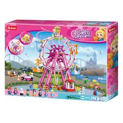 Sluban Kids Girls Dream Ferris Wheel 789 Pc Building Blocks for Kids, Colorful 3D Stackable Toys, Fun DIY Building and Creative Play, Includes People, DIY Design SLU08657