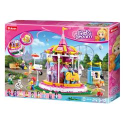 Sluban Kids Girls Dream Carousel 762 Pc Building Blocks  for Kids, Colorful 3D Stackable Toys, Fun DIY Building and Creative Play, Includes Horses, People, and Ride, DIY Design SLU08658