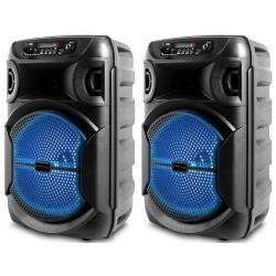 Rechargeable Pair of 8 Inch Portable 1000 watts Each Bluetooth Speaker with Woofer and Tweeter, Festival PA LED Speaker with BluetoothUSB Card Inputs, True Wireless Stereo, 30 Feet Bluetooth Range