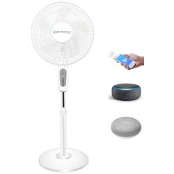 Technical Pro Smart Oscillating Pedestal Fan, 3 Speed Large Portable 16” WIFI Enabled Standing Fan with Adjustable Height, 270 Degree Oscillation, Tilting, Timer and Sleep mode compatible with AlexaGoogle (White)