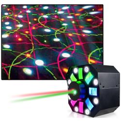 Professional DJ Multi Pattern Laser and LED Stage Effect Light with DMX, Auto Mode and Sound Active Mode, for Stage Dance Party Wedding DJ Disco Show Mirror Ball Lighting Club Disco Lights