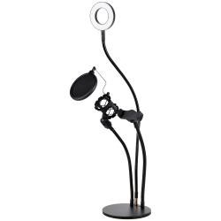 Technical Pro Live Show Social Media Broadcast Kit with Adjustable LED Selfie Ring Light - Perfect Lighting for Photos, Podcasts, YouTube, Instagram, Facebook, TikTok, Snap Chat, Twitter, and Livestreams