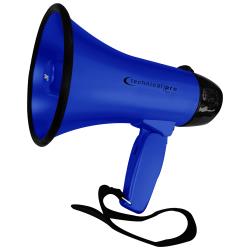 Lightweight Portable Blue and Black Megaphone Bullhorn 300M Range with Strap, Siren, and Volume Control, Compact Design, 20 Watts Good for Trainers, Soccer, Football, Baseball, Coaches, Kids, Teachers