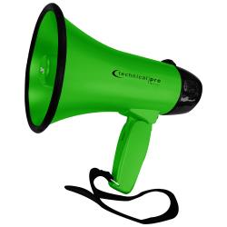 Lightweight Portable Green Megaphone Bullhorn 300M Range with Strap, Siren, and Volume Control, Compact Design, 20 Watts Good for Trainers, Soccer, Football, Baseball, Coaches, Kids, Teachers