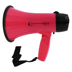 Lightweight Portable Pink and Black Megaphone Bullhorn 300M Range with Strap, Siren, and Volume Control, Compact Design, 20 Watts Good for Trainers, Soccer, Football, Baseball, Coaches, Kids, Teachers