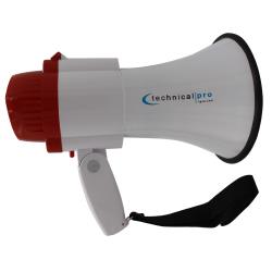 Megaphone PA Bullhorn with Built-in Siren, Record Function with 10 Second Memory, Adjustable Volume Control and 800 Yard Range Red