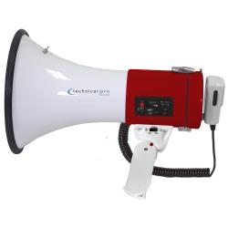 Red-Megaphone-50-Watt-Siren-Bullhorn---Bullhorn-Speaker-wDetachable-Microphone,-Portable-Lightweight-Strap-Detachable-PA---Professional-Outdoor-Voice-for-Police-and-Cheer-leading