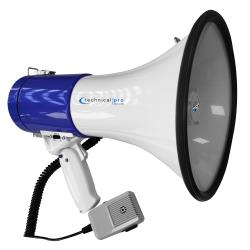 Portable-Lightweight-Blue-Megaphone,-800M-1000M-Range-Bullhorn-With-Strap,-Siren,-Volume-Control,-Compact-Design,-75-Watts-Good-for-for-Trainers,-Soccer,-Football,-Baseball,-Coaches,-Kids,-Teachers