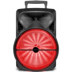 Rechargeable 12" Portable Bluetooth LED Speaker with USB  SD Card, 14 Microphone Inputs, Top and Side Carry Handles and Wheels