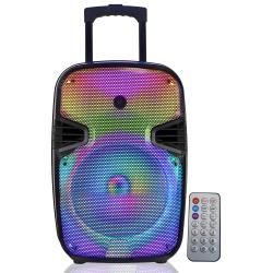1500 Watts Rechargeable 12" Two way Bluetooth Loudspeaker with SD USB 14 Microphone Inputs,LED Visual Effects GLOW WALL