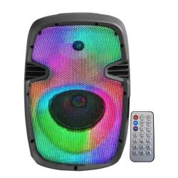 800 Watts Rechargeable 8" Two Way Bluetooth High Power Loudspeaker up to 30 Feet Range, Mic SD USB Inputs, with Dazzling LED GLOW WALL