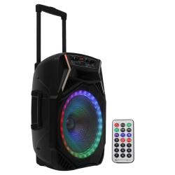 Technical Pro Rechargeable Rainbow LED Speaker - 3000W Peak Power, TWS Stereo, Bluetooth, Rechargeable Battery, LCD Screen, Multiple Inputs, and More!